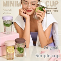 두두레 트라이탄 350ml 밀폐형 누수방지 모던 미니멀리스트 손잡이 직접 마시는 끈 달린 물병 텀블러 (학생, 커플용)