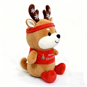 Customized Cute Sitting Stuffed Animal with Snowflake, Antlers & "Merry <b>Christmas</b>" <b>Shirt</b>, <b>Christmas</b> Reindeer Plush Toy - Product Image 4