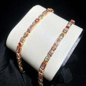 جديد دائري مربع عين الحصان مستطيل ملون زيت بالتنقيط زركونيا سلسلة تنس شخصية الهيب هوب سوار قلادة - Product Image 4