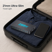 Station de charge rapide GaN 288W, 8 ports PD3.0 QC Type-C avec câble rétractable pour ordinateur portable, smartphone, tablette, OEM