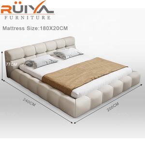 Ensemble <span class=keywords><strong>de</strong></span> <span class=keywords><strong>lit</strong></span> en cuir blanc rembourré <span class=keywords><strong>de</strong></span> luxe moderne, tête <span class=keywords><strong>de</strong></span> <span class=keywords><strong>lit</strong></span> en cuir blanc - Product Image 6