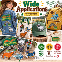Patch brodé thermocollant ou à coudre en fer pour la vente en gros, motifs Ferme, Mouton, Vache des Highlands, Chien, Berger, Oiseau, Campagne