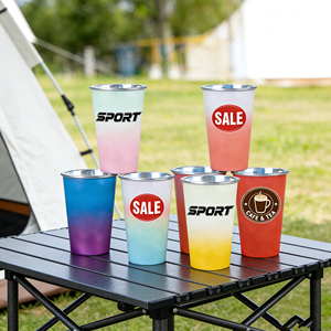 Gobelet isotherme simple paroi en aluminium à changement de couleur 16oz, tasses à bière en acier inoxydable, gobelet à bière personnalisé pour banquets 10oz 14oz - Product Image 1