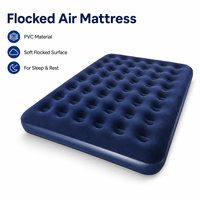 Lit d'air gonflable double pliable floqué, confortable, bleu marine, en PVC, pour tente de jardin et usage domestique