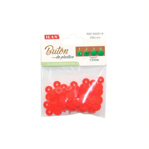 Bottoni a Pressione in Plastica Ilan 12mm Rosso Brillante 20 Pezzi per Abbigliamento - Product Image 2