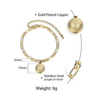 2 cái/bộ Ban Đầu Thư Quyến <span class=keywords><strong>R</strong></span>ũ Figaro Mùa Hè Vòng Đeo Tay Hoặc Vòng Chân Thép Không Gỉ Liên Kết Chuỗi Vòng Đeo Tay Cho Phụ Nữ Cô Gái Chân Vòng Đeo Tay - Product Image 6