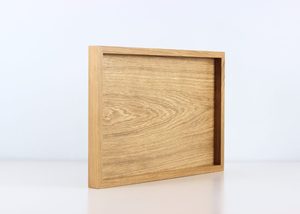 Oak Wood Japanese Style Rectangular Serving Tray <b>Block</b> <b>Corner</b> Feet Hotel Restaurant OEM Vietnam - Product Image 3