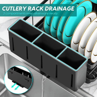 Égouttoir à vaisselle pour évier de cuisine, égouttoir à vaisselle sur évier, égouttoir à vaisselle en acier inoxydable à 2 niveaux, organisateur de rangement avec tapis de séchage