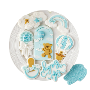 Moule à biscuits en plastique coloré, motif ours et nuage, emporte-pièce, outils de pâtisserie, décoration de gâteaux pour bébé, découpoirs en plastique PLA - Product Image 1