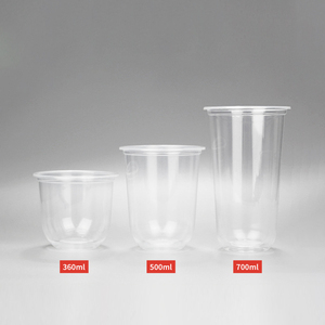 Eco-friendly 360ml 500ml 700ml 90mm Caliber U-shaped Plastic PP <b>Cups</b> with Lids Reusable Saucers UV Printed Custom Logo - Product Image 2