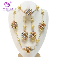 MEIZI Bijoux 18k Brésilien Collier Boucle D'oreille Bracelet Bague Ensemble Pour Femmes Mariage Banquet Rencontres Ensemble de Bijoux