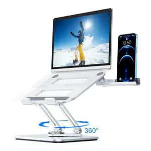 P102 360 Degree of Rotation and Adjustable Metal <strong>Laptop</strong> Stand with Phone Stand Built Tablet <strong>PC</strong> Stand - Product Image 1