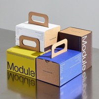 Boîte à poignée en carton ondulé personnalisée, durable, écologique, à encre végétale, couleur unie, imprimée d'un seul côté, pour l'emballage de cadeaux et de fruits
