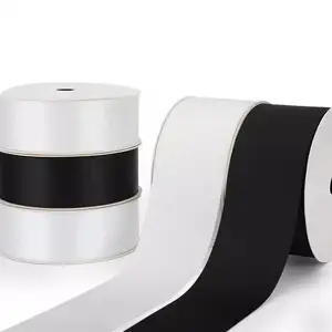 Wholesales High Quality Plain Solid Color Polyester Fabric Silk Custom Black White Satin Grosgrain Ribbon