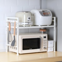 Estante de Cocina de 2 Niveles para Horno de Microondas, Retráctil y Expandible, con Ganchos