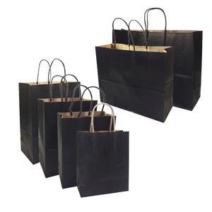 Wholesale customized logo black brown kraft paper bag handle a4 brown paper shopping bags