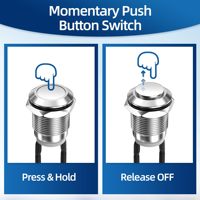 Bouton-poussoir compact en aluminium et acier inoxydable de 12 mm, IP65, à action momentanée pour panneau de commande