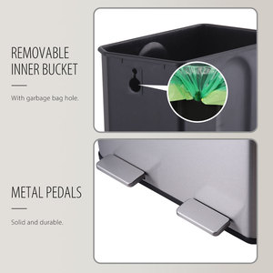 Stainless Steel <strong>Dual</strong> Compartment Foot <strong>Pedal</strong> Trash <strong>Bin</strong> for Easy Waste Separation - Product Image 3