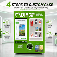 Distributeur automatique de coques de téléphone personnalisées avec impression couleur et impression recto-verso automatique, capacité de 800 à 900 pièces, options de paiement multiples