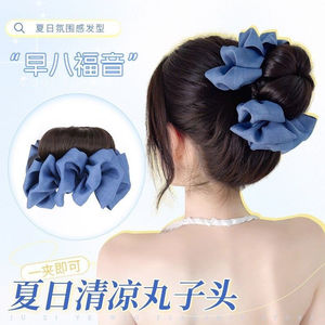 Pinza para el pelo con lazo azul para mujer, estilo veraniego que aumenta el volumen natural - Product Image 1