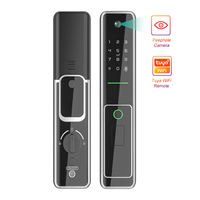Kunci Pintu Pintar WiFi Tuya dengan Kamera, Kontrol Aplikasi Sidik Jari & Kata Sandi Biometrik Otomatis, Akses Tanpa Kunci Digital