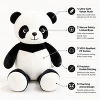 Peluche Panda Personnalisée en Gros, Jouet Doux Rembourré en Coton PP, 25-50cm, Adorable Coussin, Cadeau de Baby Shower, Fabrication OEM