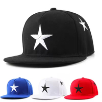 Gorra de Béisbol de 5 Paneles con Visera Plana para Hombre, Estilo Hip Hop, con Logotipo de Estrella Bordado