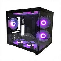 Low Price With Tempering Glass Gaming Computer Cases Towers Mid Tower Pc Transparent Pc Gaming Case Black Atx Pc Case