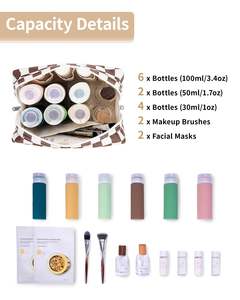 Narwey Grande <span class=keywords><strong>trousse</strong></span> de maquillage en damier foncé avec fermeture à glissière Organisateur de cosmétiques de voyage en PU pour <span class=keywords><strong>trousse</strong></span> de <span class=keywords><strong>toilette</strong></span> pour femmes et filles - Product Image 3