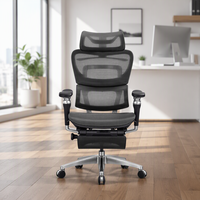 Chaise de bureau ergonomique en maille avec repose-pieds, appui-tête réglable et soutien lombaire, chaise d'ordinateur inclinable, pour l'étude