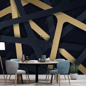 Moderne abstrakte goldene schwarze geometrische Linie TV Hintergrund 3d Wandbild Tapete - Product Image 4