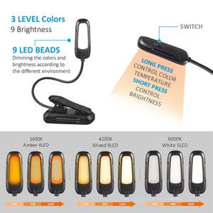 Lámpara de Lectura Ligera, Flexible y Regulable, con Protección para los Ojos, Tipo Clip, Recargable por USB-C - Product Image 2