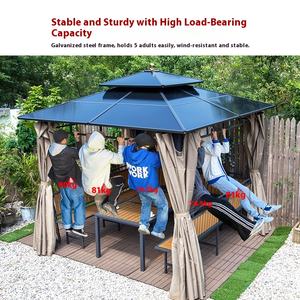 Gazebo Moderno Negro <span class=keywords><strong>para</strong></span> Exteriores, Patio, Anticorrosivo, <span class=keywords><strong>para</strong></span> Jardín, Villa, Terraza, Resistente a la Intemperie, Pabellón <span class=keywords><strong>de</strong></span> Ocio, Pérgola - Product Image 2