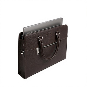 Beena's Genuine Leather <b>Laptop</b> Briefcase <b>for</b> <b>Men</b> Classic Soft <b>Bag</b> Large Capacity Vintage Work Design Durable Brown Zipper - Product Image 1