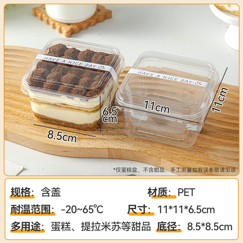 Caja de plástico cuadrada 400ml 10uds