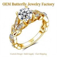 Bijoux fins, bague de fiançailles en argent sterling avec motif en filigrane de papillon, 2 carats de moissanite pour femmes