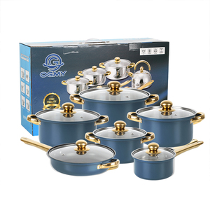 6-mảnh màu xanh không dính <span class=keywords><strong>Cookware</strong></span> <span class=keywords><strong>Set</strong></span> thép không gỉ chiên chảo nấu ăn nồi thịt hầm nồi đặt - Product Image 6