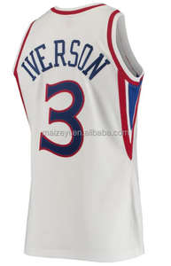 Allen Iverson için en iyi kalite özel Retro klasik şehir eski erkek dikişli basketbol formalar - Product Image 3