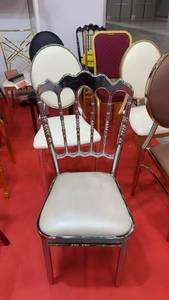 Sedia da matrimonio senza braccioli Good <span class=keywords><strong>Mate</strong></span> all'ingrosso, impilabile, in metallo dorato, modello Napoleon, per sala da pranzo, in vendita - Product Image 4