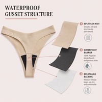 Braguitas Menstruales Transpirables para Mujer, de Nailon, a Prueba de Fugas, Impermeables, de Cintura Baja, Color Sólido, con Refuerzo, hasta Talla XL