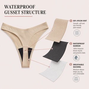 Mutandine Mestruali Traspiranti da Donna in Nylon, Impermeabili, a Vita Bassa, Tinta Unita, con Protezione Anti-perdita, Taglie dalla S alla <span class=keywords><strong>XL</strong></span> - Product Image 2