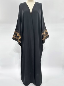 Modesti abiti kaftani aperti da donna estivi Eid bianco nero ricamato stile Dubai Muslim per abbigliamento islamico gratuito autunnale - Product Image 2