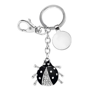Porte-clés en métal en forme de coccinelle noire avec strass pour sac ou clés - Product Image 1