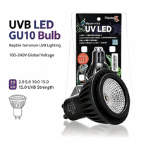 Ampoule pour reptiles GU10 3W UVA/UVB Combo 5.0/10.0/15.0 Intensité UVB 110~120V/220-240V Lampe UVB pour reptiles en verre écologique