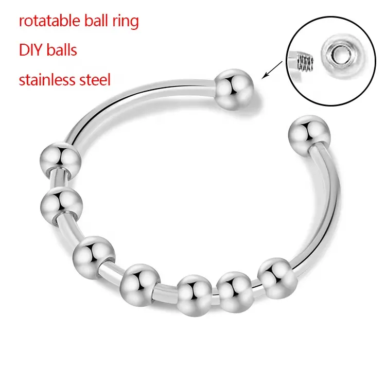 Factory Wholesale Anti Pressure Anxiety Ring Bead Rotation Free Gilded Adjustable Rotation Fretting Ring Focus