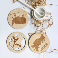 Sous-verre en bois écologique personnalisé, gravé au laser, motif carte du monde, pour tasses à thé et boissons