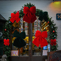Vente en gros de nœuds en velours de haute qualité, personnalisés, de grande taille, rouge bordeaux, pour décorations de mariage, d'arbre de Noël, à suspendre, décoration de la maison