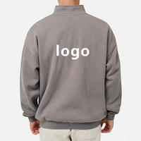 Sweat à capuche oversize à fermeture éclair, avec logo personnalisé, épaules tombantes, style quart de zip
