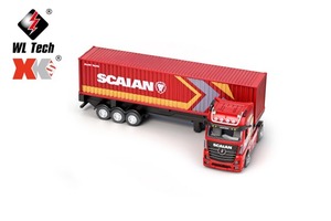 Camion porte-conteneurs RC WLtoys 6408 1/64 2.4G 4x4 à 3 vitesses avec remorque détachable, châssis motorisé, éclairage LED et son - Product Image 4