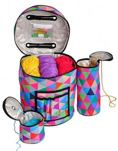 BSCI Factory Knitting <b>Crochet</b> <b>Bag</b> with Accessories Water Resistant Tangle Free Yarn <b>Storage</b> Tote Crocheting Supplies Organizer - Product Image 2